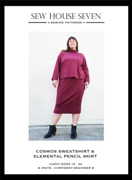 Cosmos Sweatshirt and Elemental Skirt 16-34 - Sew House Seven Sewing Pattern (English)