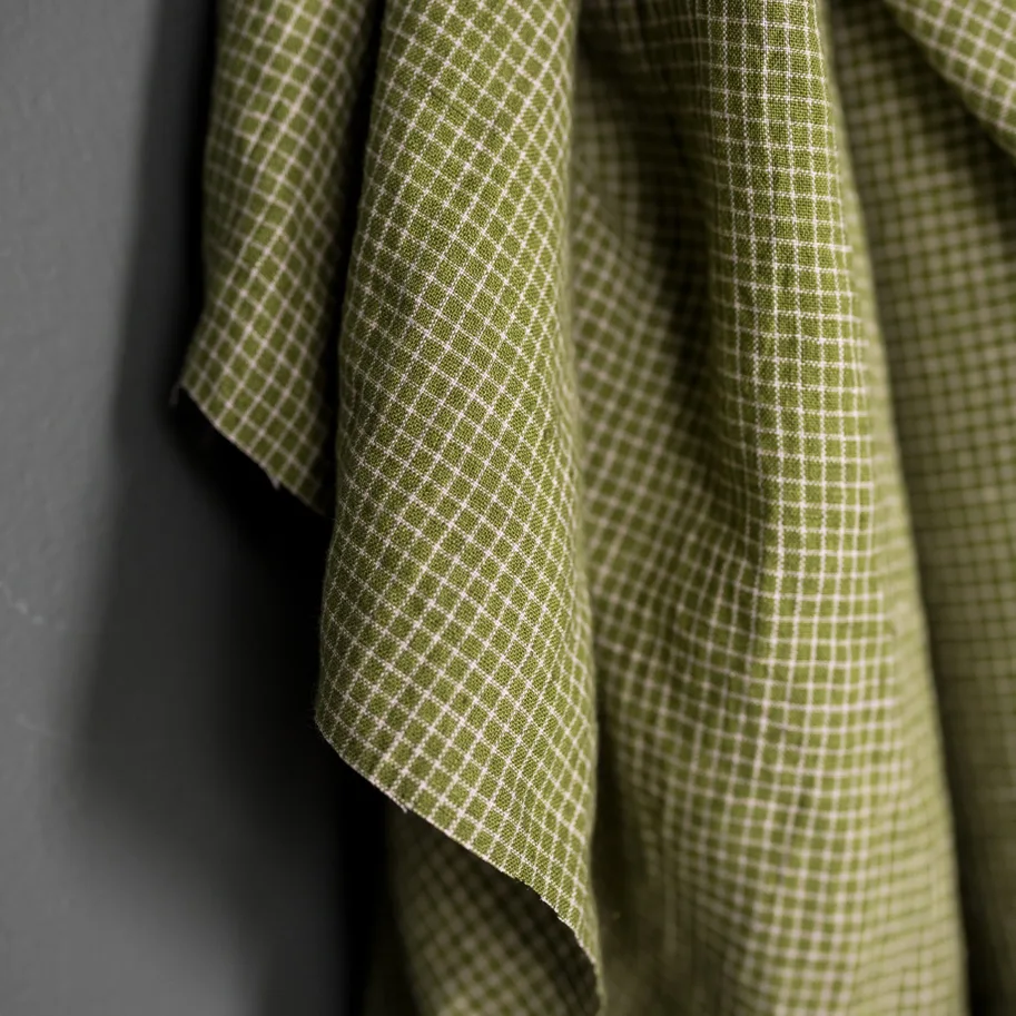 Leinen Washed - Woodend Olive Grid