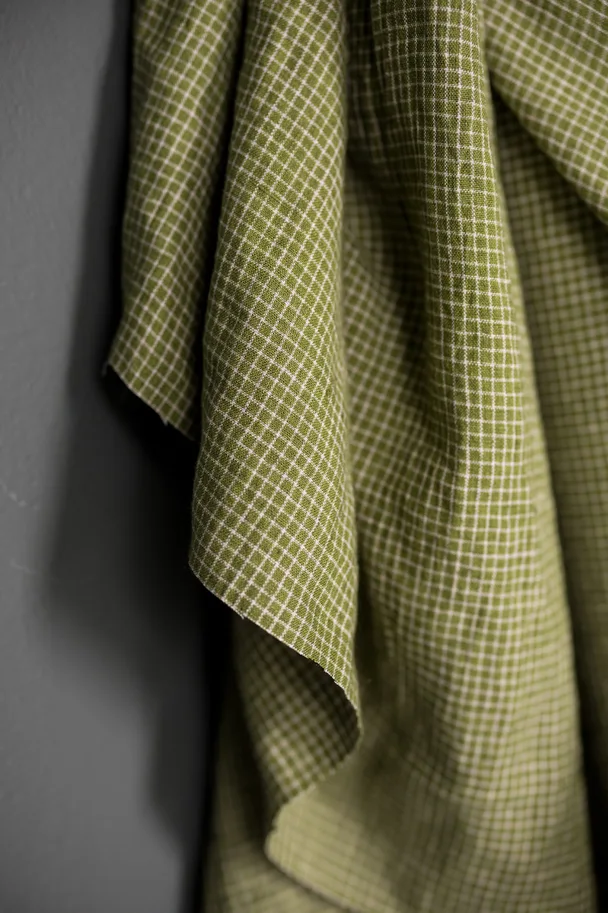 Leinen Washed - Woodend Olive Grid