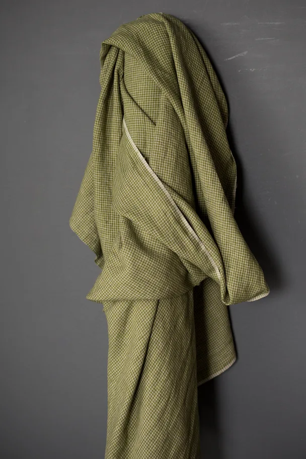 Leinen Washed - Woodend Olive Grid