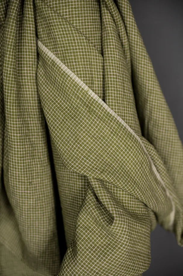 Leinen Washed - Woodend Olive Grid