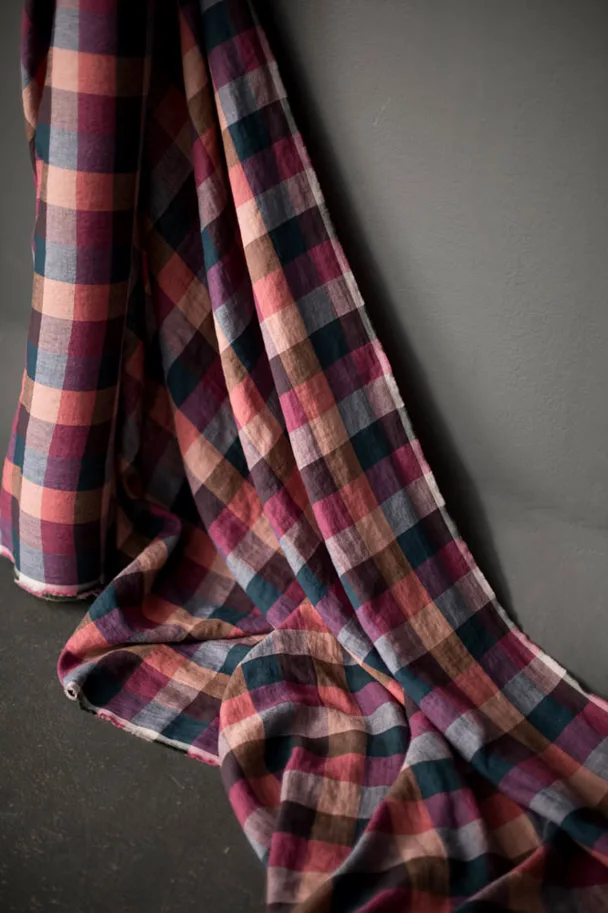 Leinen Washed - Louisiana Pink Reds Check