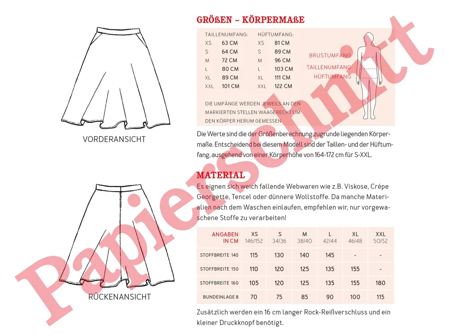 Frau Bella Halbteller-Rock - Studio Schnittreif Schnittmuster