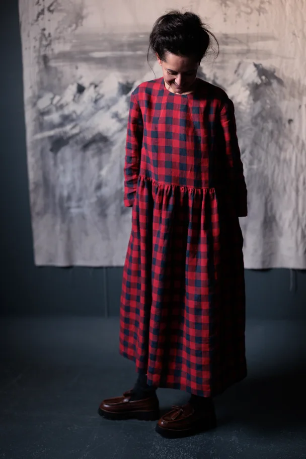 Leinen Washed - Hettie Red Midnight Check