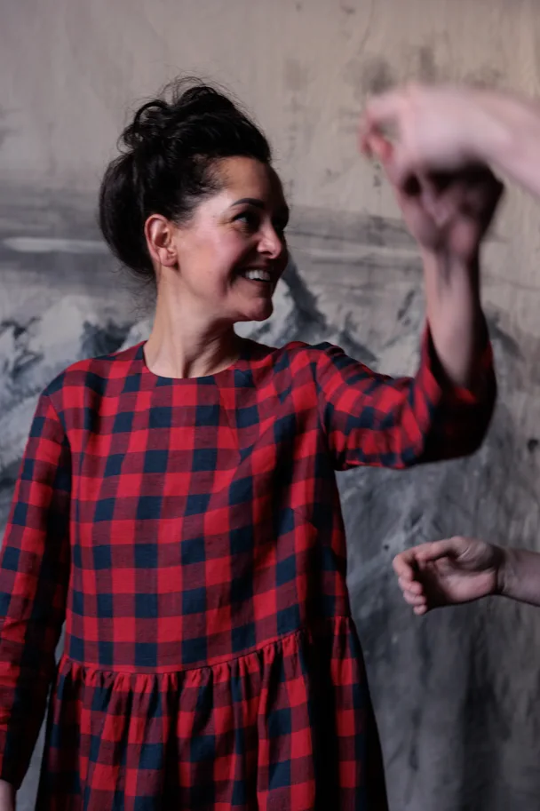 Leinen Washed - Hettie Red Midnight Check