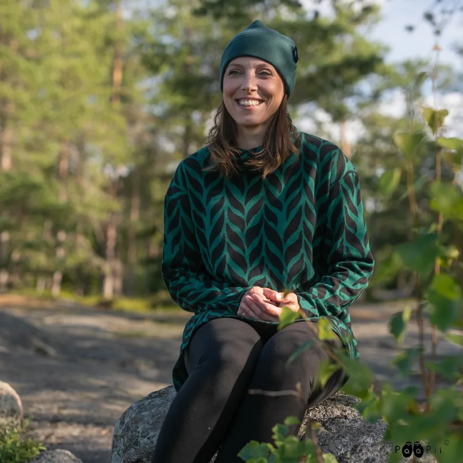 Bio Strick-Jacquard - Palmikko (Plait) Dark Green