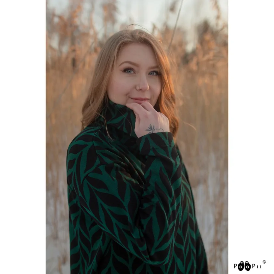 Bio Strick-Jacquard - Palmikko (Plait) Dark Green