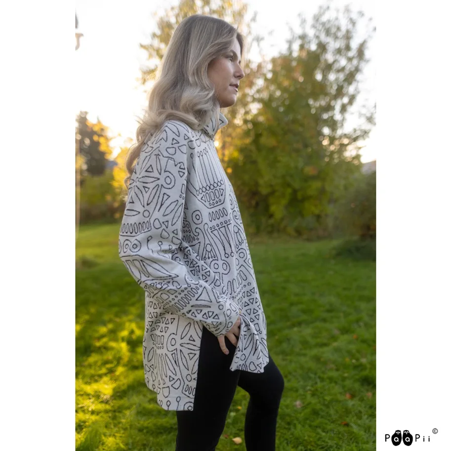 Organic Knit Jacquard - Distaff Patterned White