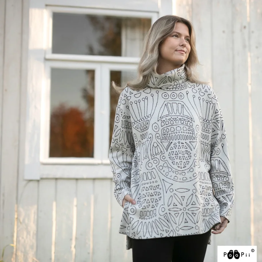 Organic Knit Jacquard - Distaff Patterned White