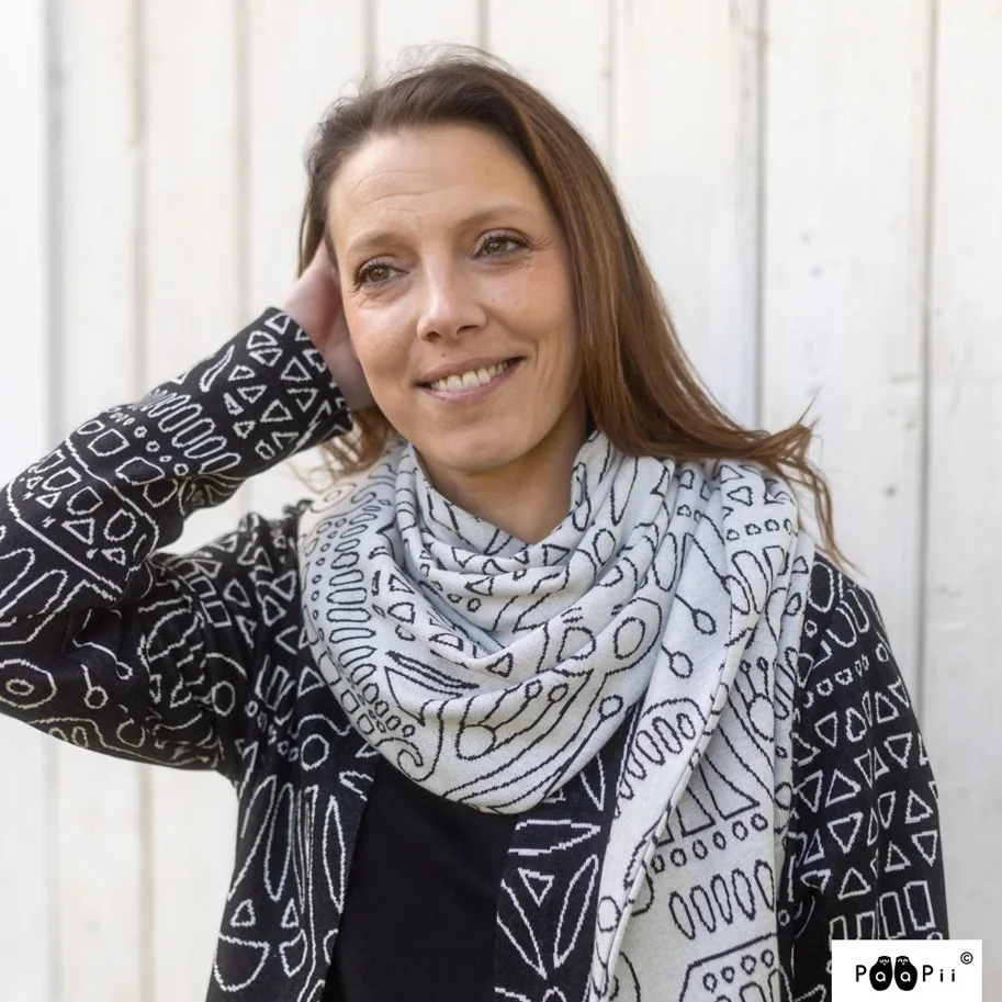 Organic Knit Jacquard - Distaff Patterned White