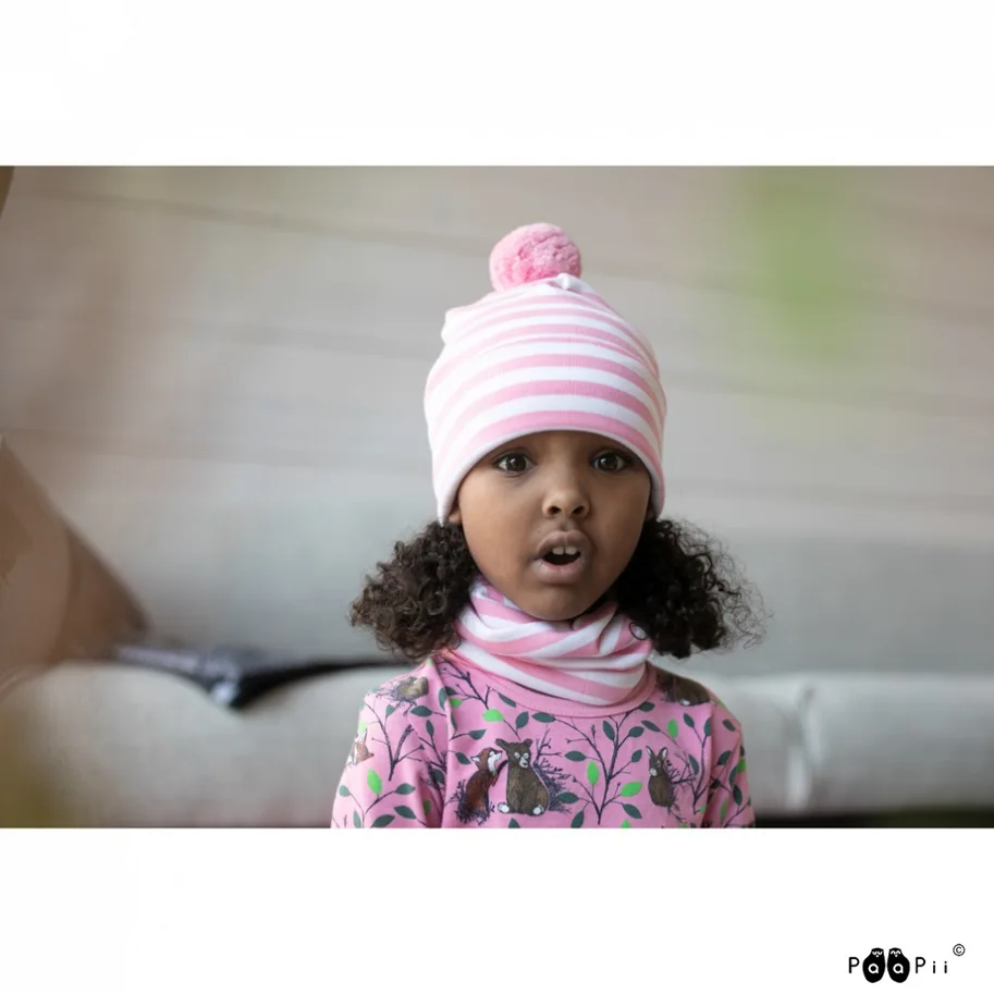 Organic Striped Ribbing - Light Pink-White