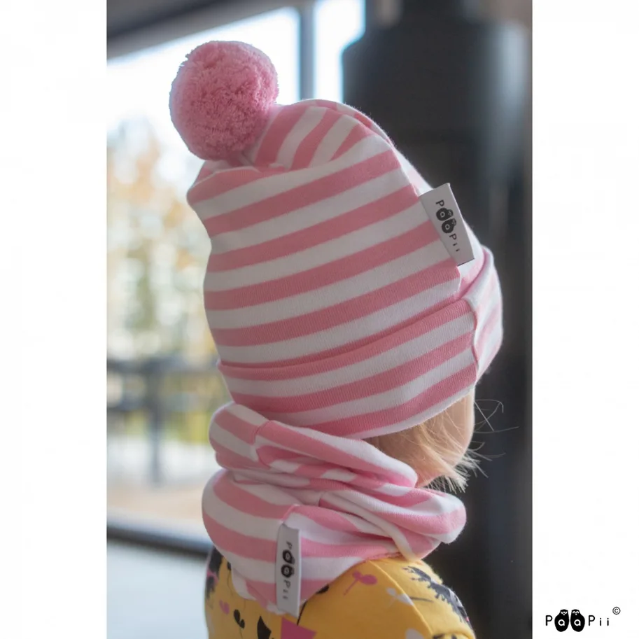 Organic Striped Ribbing - Light Pink-White