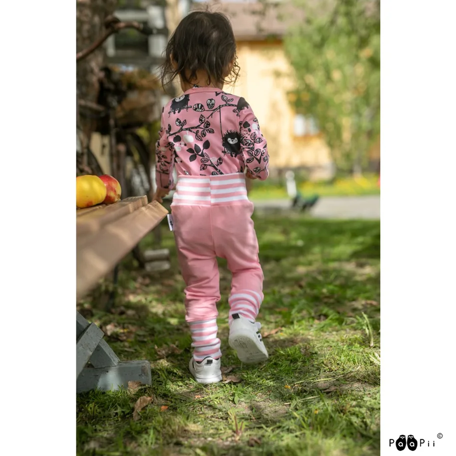 Organic Striped Ribbing - Light Pink-White