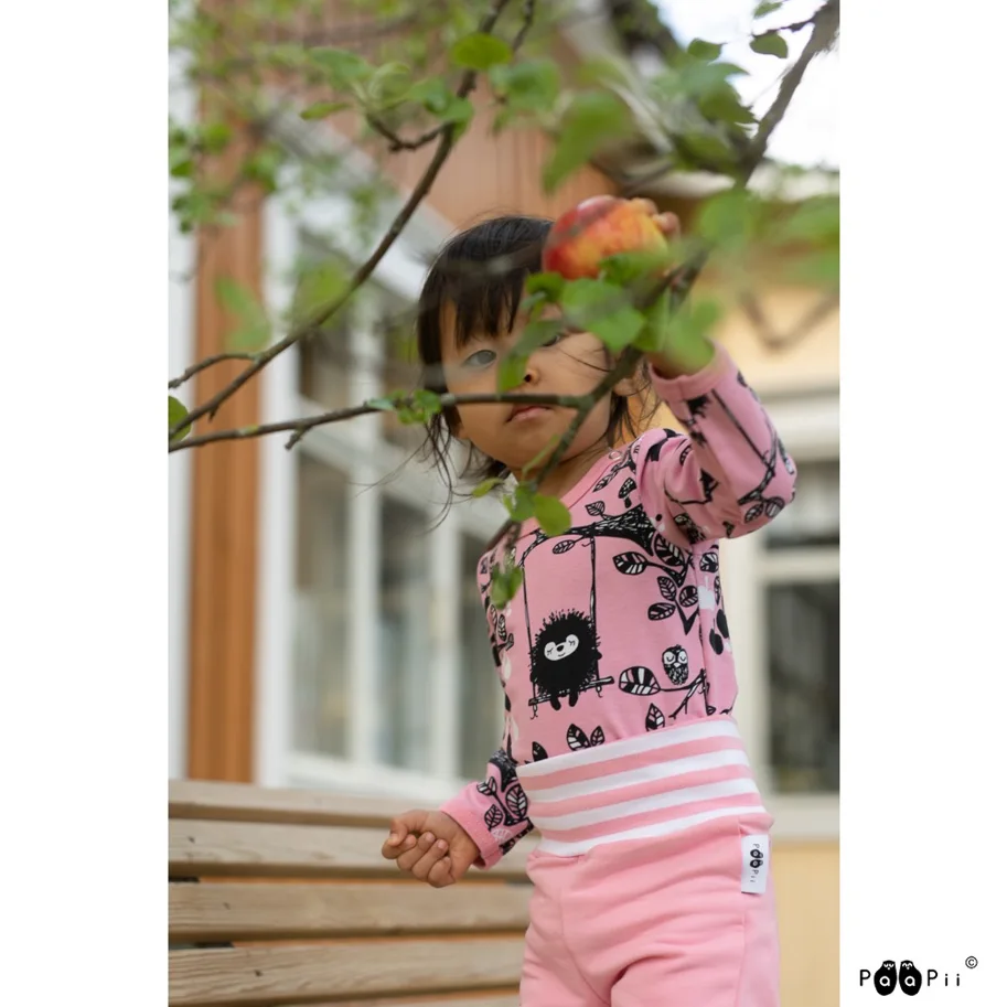 Organic Striped Ribbing - Light Pink-White