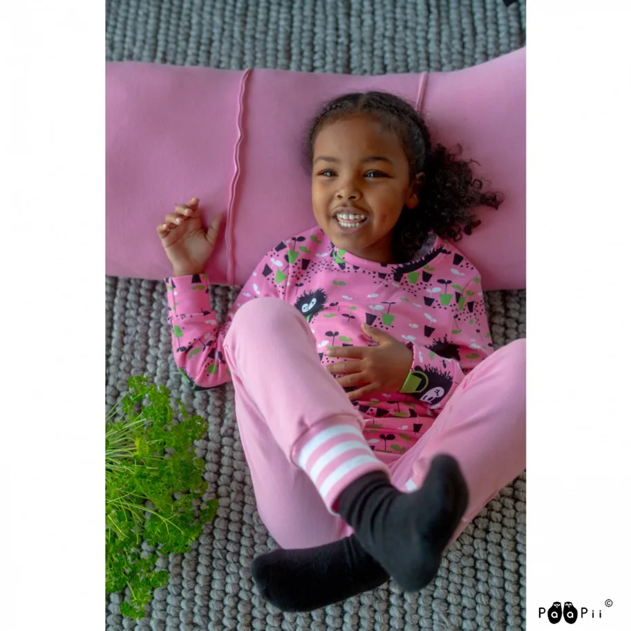 Organic Striped Ribbing - Light Pink-White