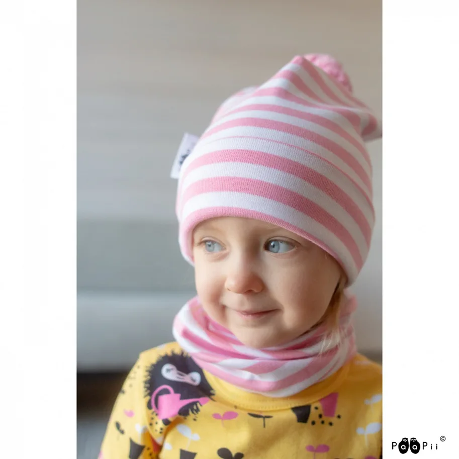 Organic Striped Ribbing - Light Pink-White