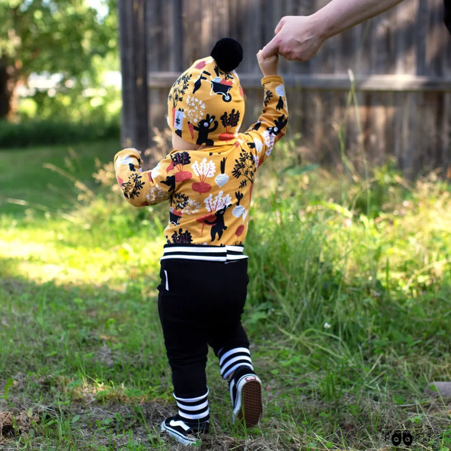 Organic Striped Ribbing - Black-White