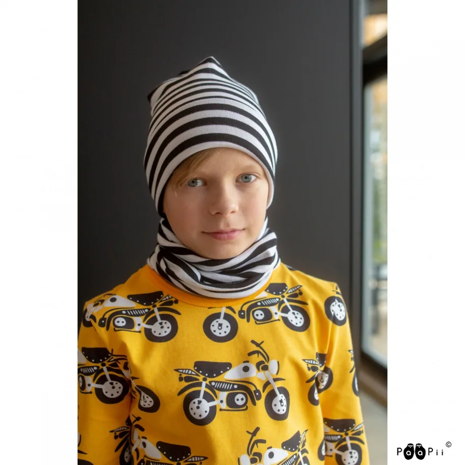 Organic Striped Ribbing - Black-White