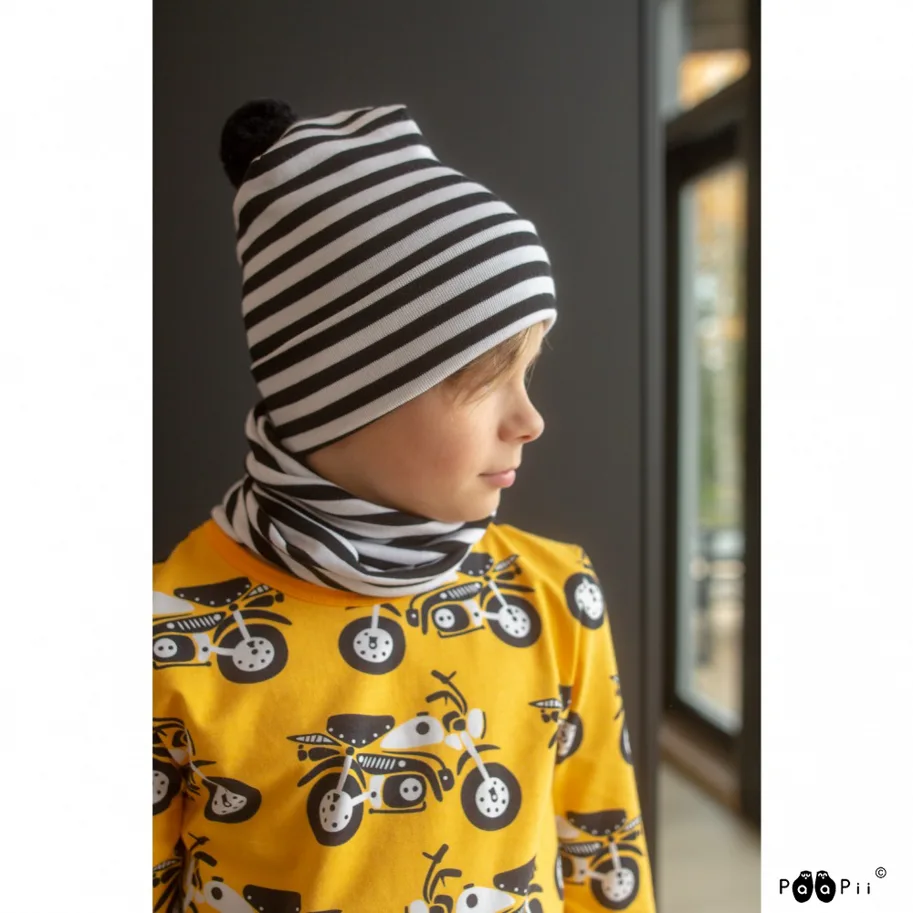 Organic Striped Ribbing - Black-White