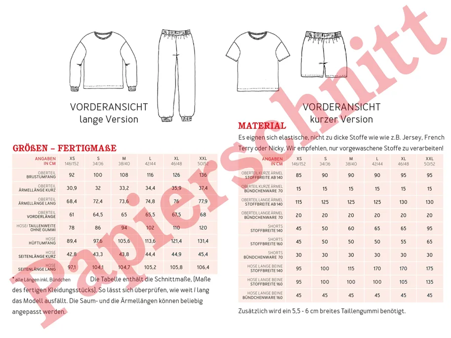 Frau Trixi Pijama Schlafkombi - Studio Schnittreif Schnittmuster