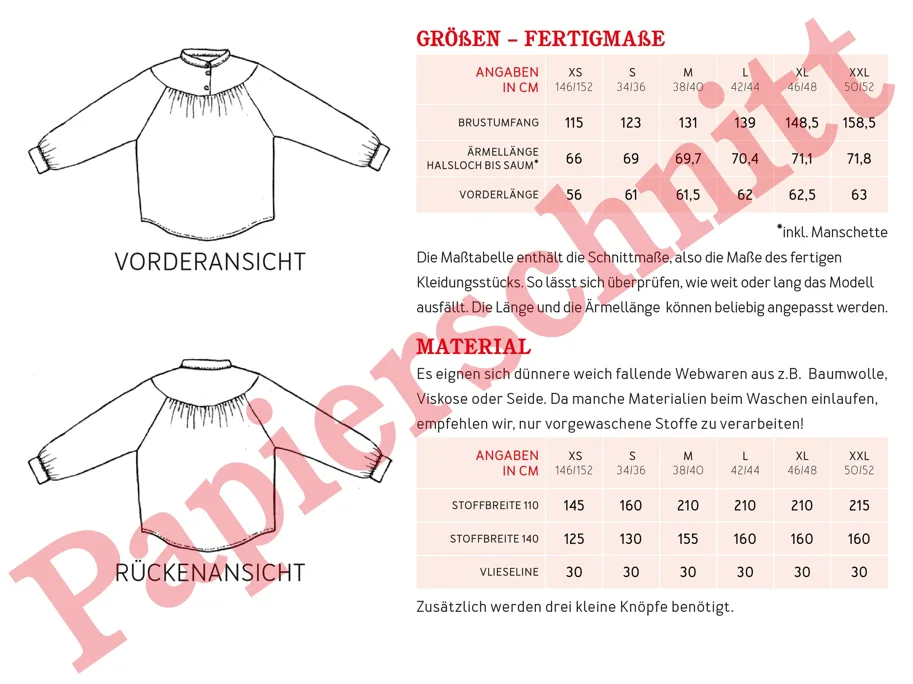 Frau Uta Bluse mit Passe - Studio Schnittreif Schnittmuster