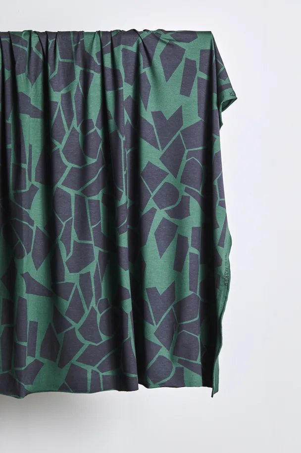 Saja Ecovero Stretch Jersey - Odd Puzzle Chalky Green Calm Grey