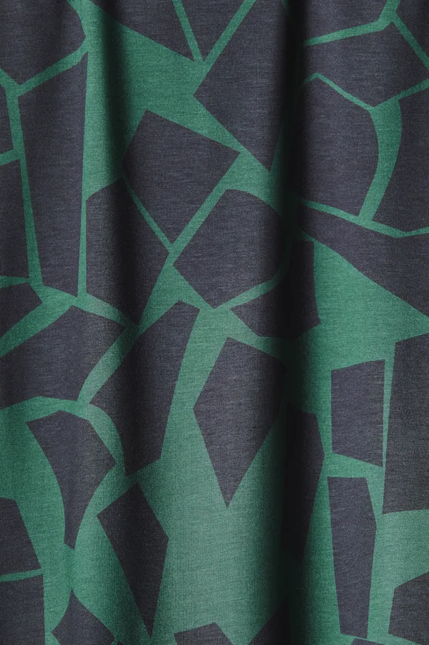 Saja Ecovero Stretch Jersey - Odd Puzzle Chalky Green Calm Grey