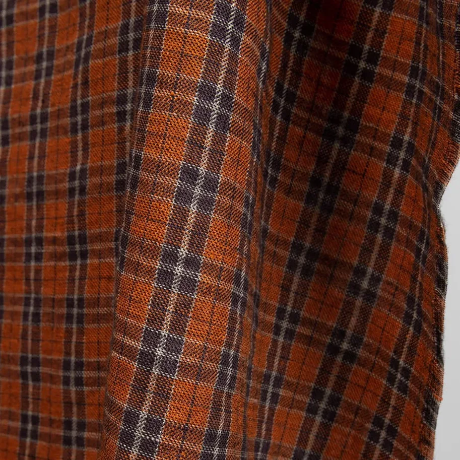 Leinen-Wolle - Orange Woodpecker Check