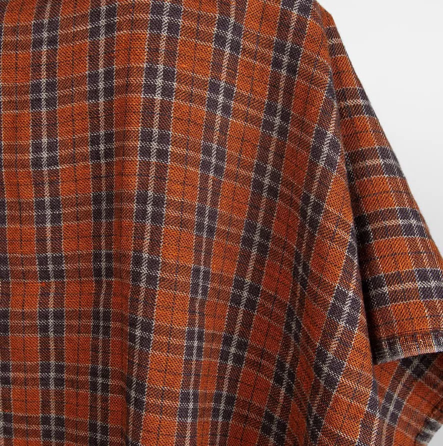 Leinen-Wolle - Orange Woodpecker Check