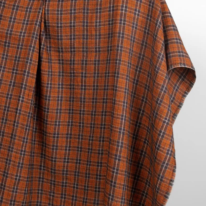 Leinen-Wolle - Orange Woodpecker Check