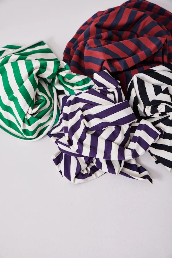 Tencel Modal Nova Stripe Jersey - Dark Navy Berry