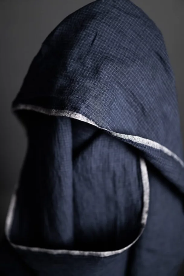 Leinen Washed - Little March Dark Blue Mini Check