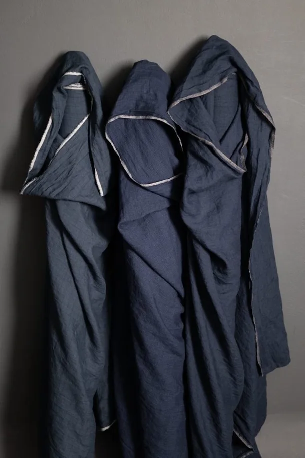 Leinen Washed - Little March Dark Blue Mini Check