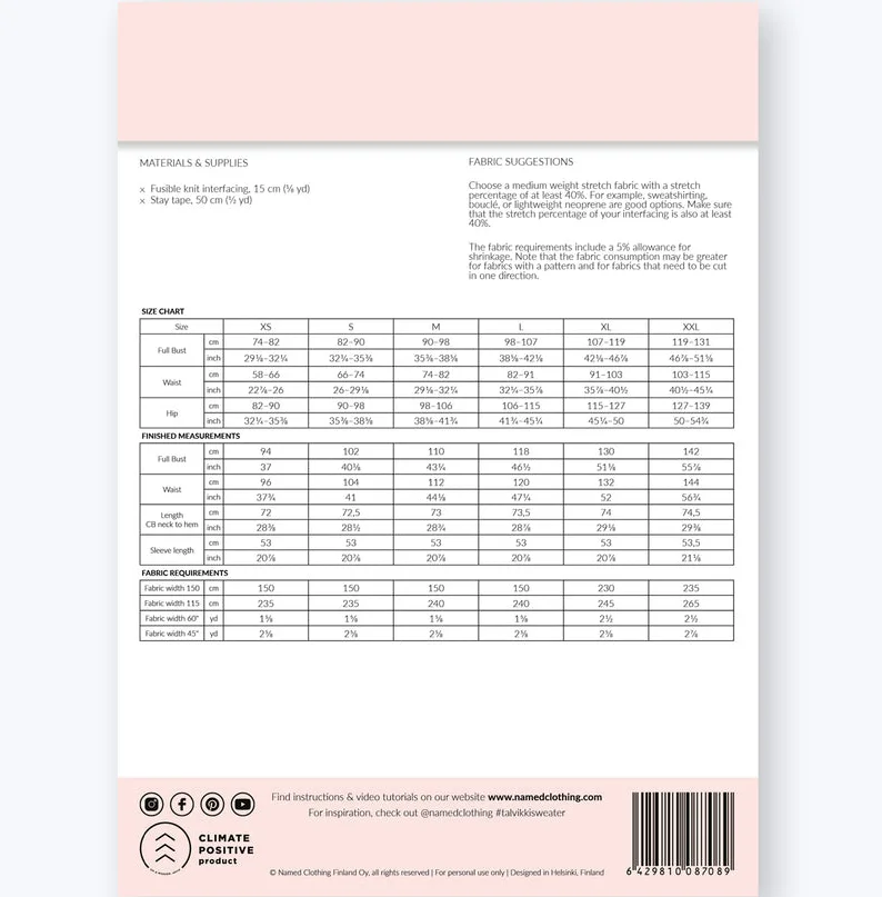 Talvikki Sweater - Named Clothing Schnittmuster (Englisch)