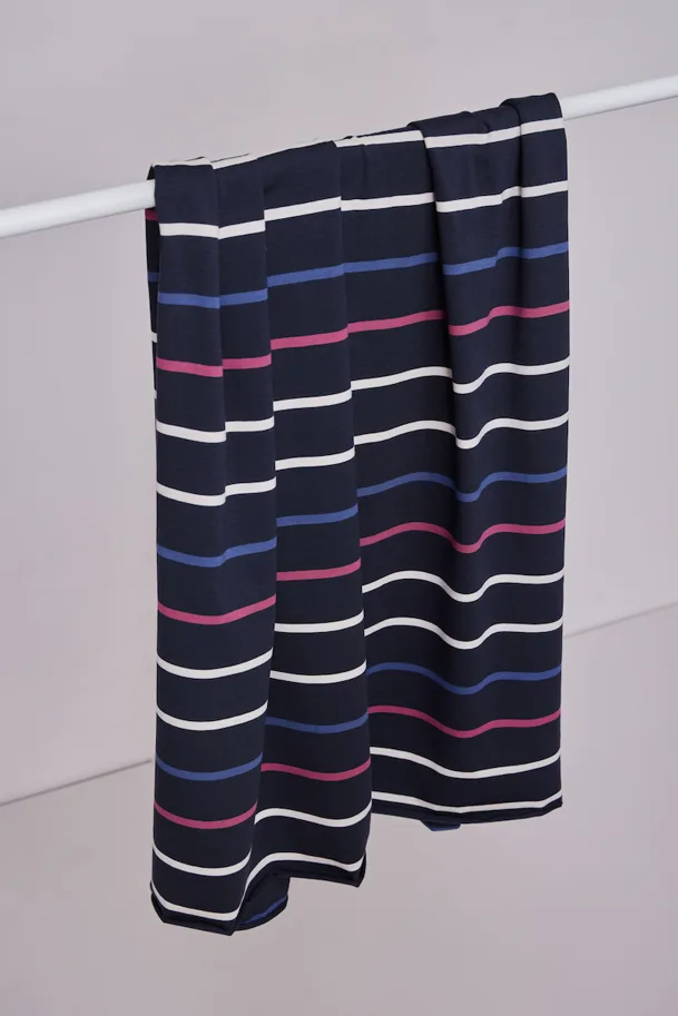 Tencel Modal Nova Stripe Jersey - Navy Lapis Punch