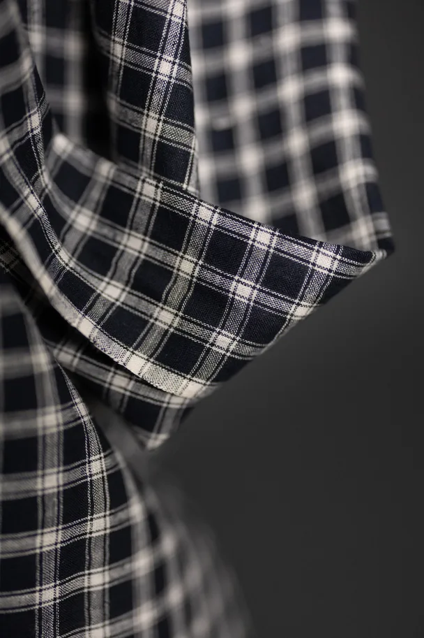Indian Cotton - Bessie Check Black White