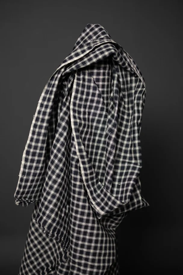 Indian Cotton - Bessie Check Black White