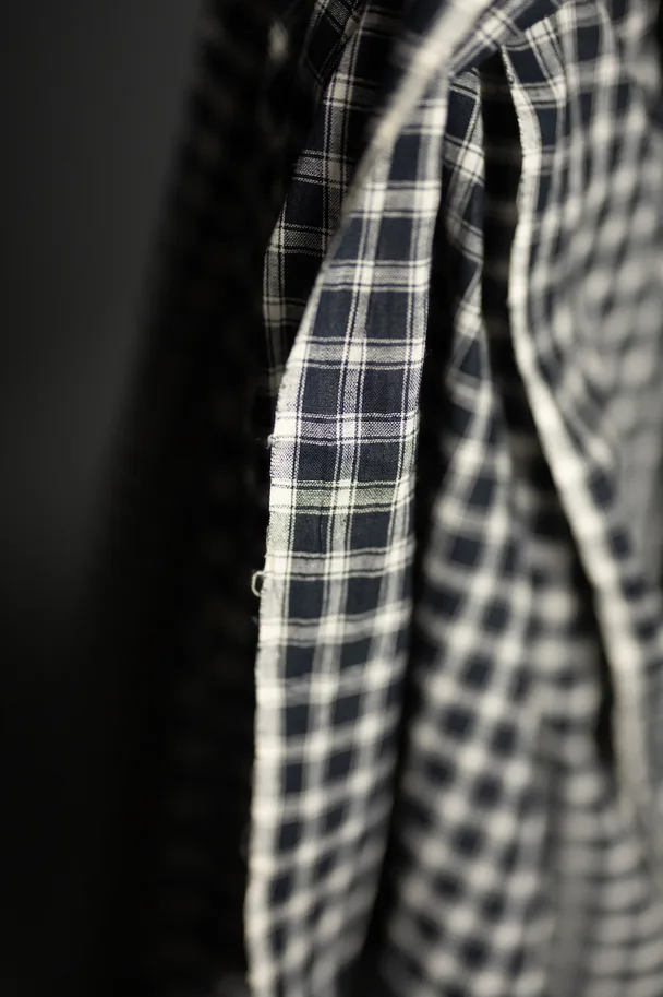 Indian Cotton - Bessie Check Black White