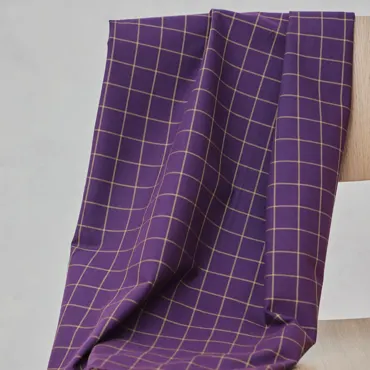 Bio Baumwolle Organic Grid Cotton - Plum Dry Mustard