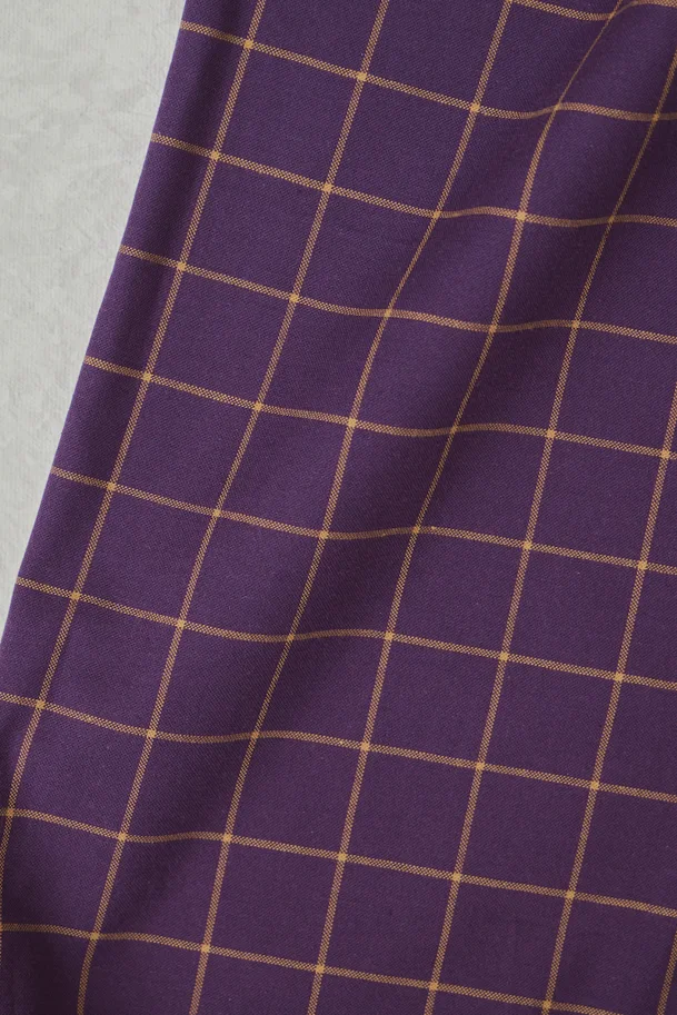 Bio Baumwolle Organic Grid Cotton - Plum Dry Mustard