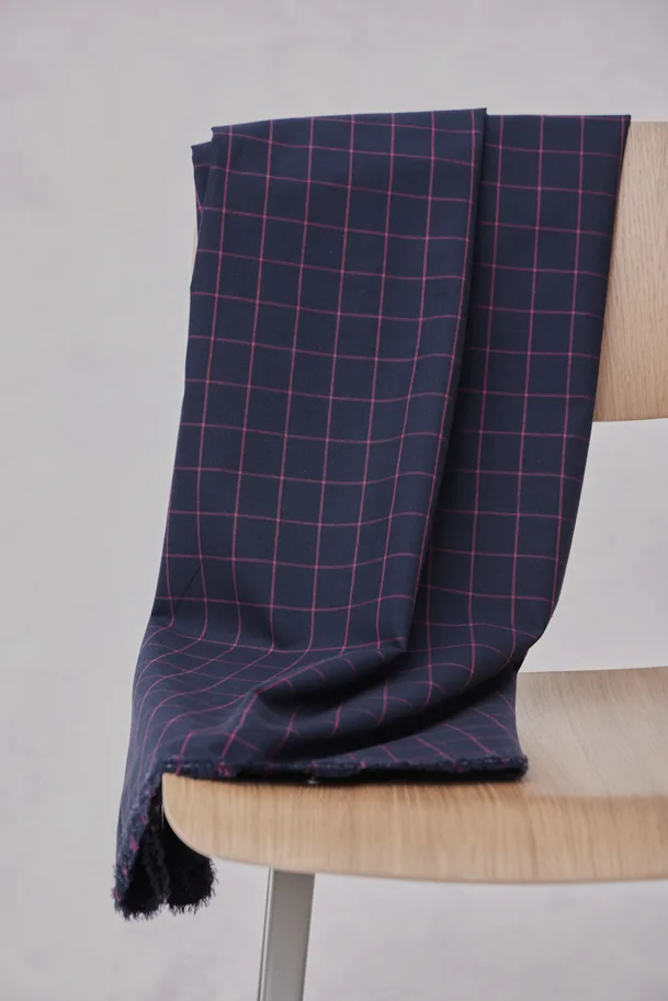 Bio Baumwolle Organic Grid Cotton - Night Fuchsia