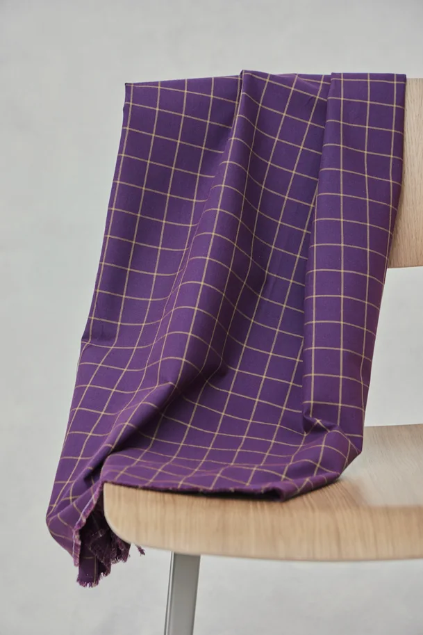 Bio Baumwolle Organic Grid Cotton - Plum Dry Mustard