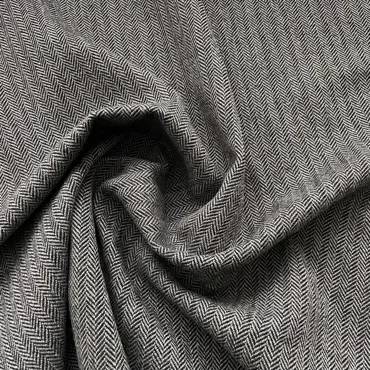 Wollstoff German Tweed - Fischgrat Aschenputtel Schwarz-Weiss