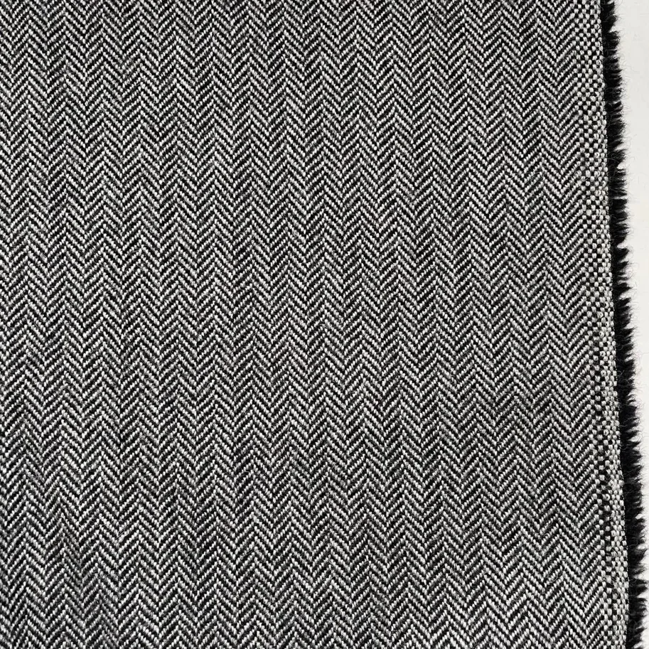 Wool Fabric German Tweed - Herringbone Aschenputtel Black-White
