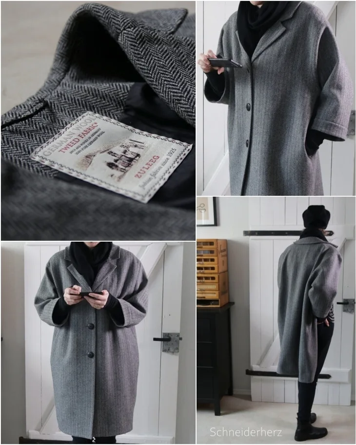 Wool Fabric German Tweed - Herringbone Aschenputtel Black-White