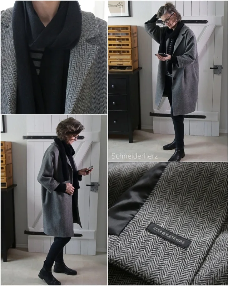 Wool Fabric German Tweed - Herringbone Aschenputtel Black-White