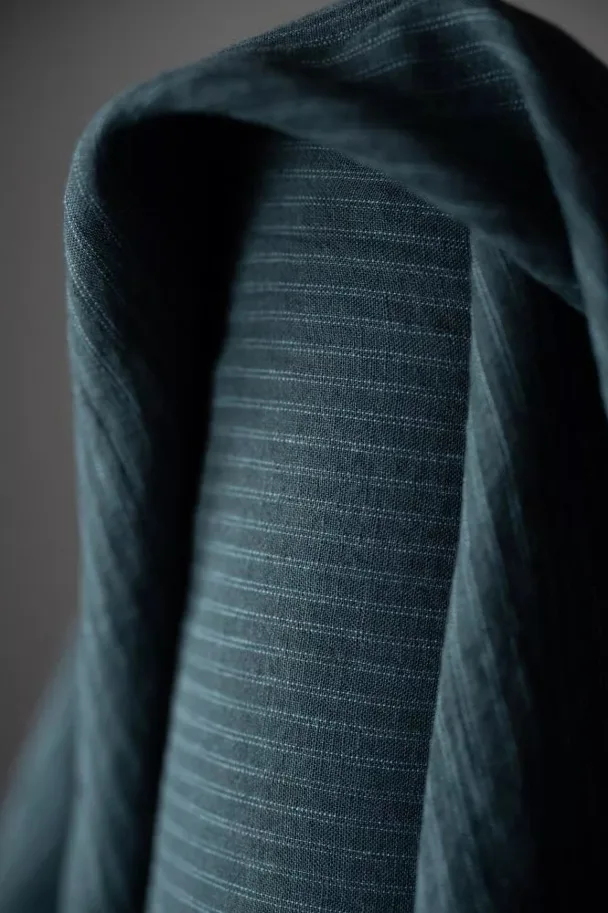 Leinen Washed - Noren Blues Teal Double Stripe