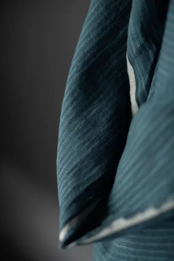 Leinen Washed - Noren Blues Teal Double Stripe