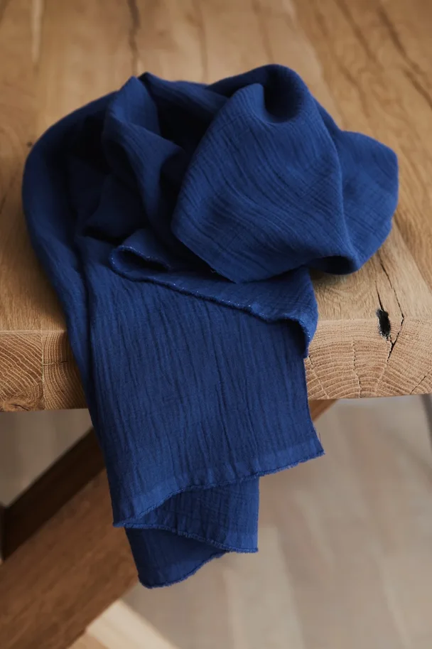 Organic Double Gauze - Plain Cobalt Blue