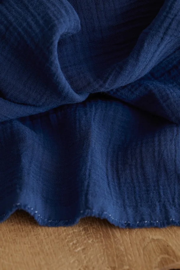 Organic Double Gauze - Plain Cobalt Blue
